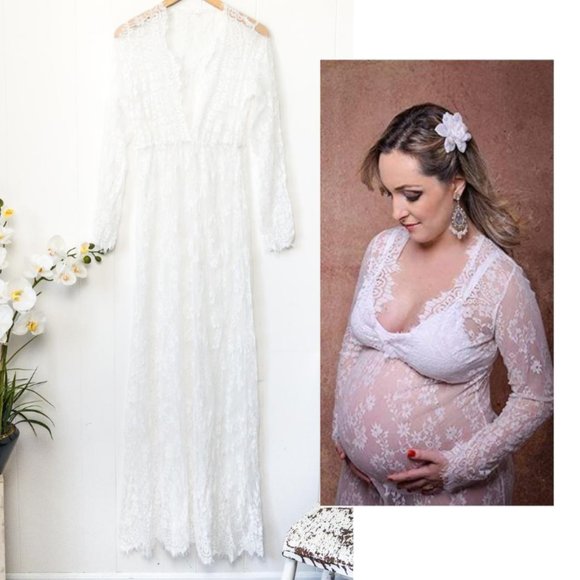 Deep V-Neck Lace Dress - Picture 1 of 8